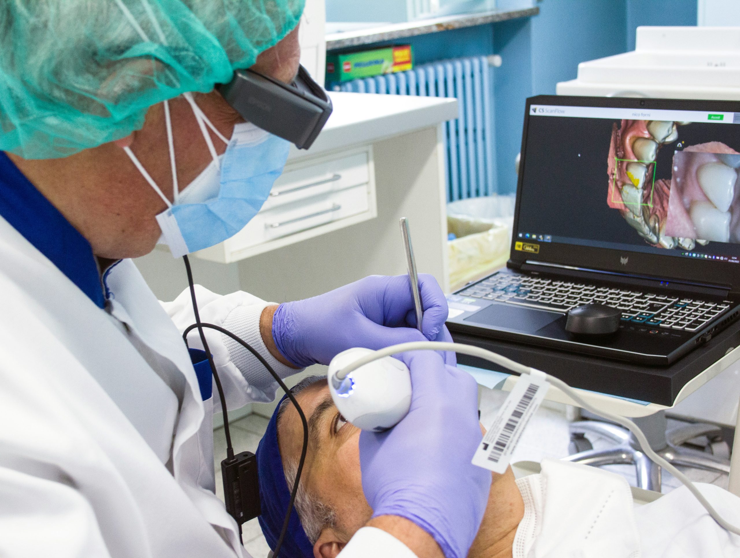 Doctor analyzing AI-powered 3D medical scan for diagnosis
